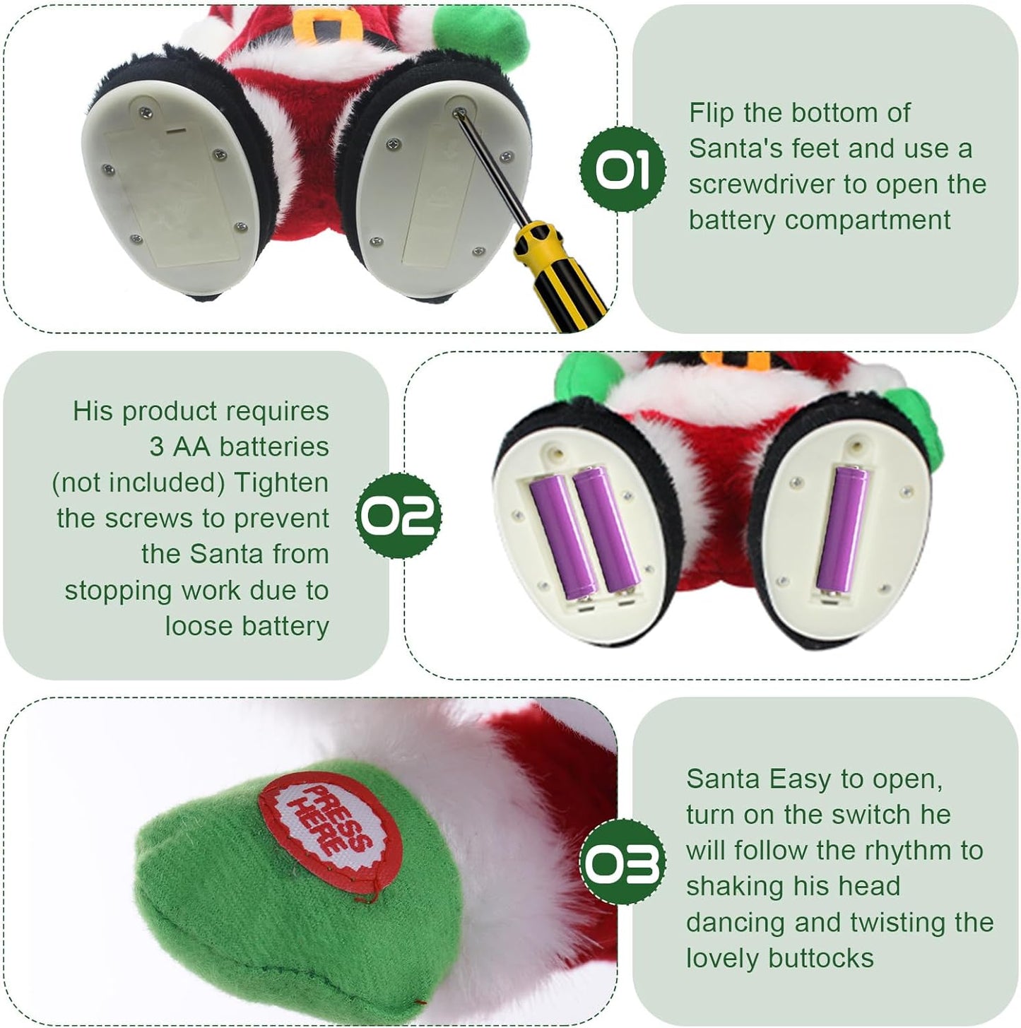 Lovinghug Twerking Santa Claus,Booty Shaking Santa Dancing Santa Claus with Music Singing Animated Christmas Santa Toys for Kids- English Song