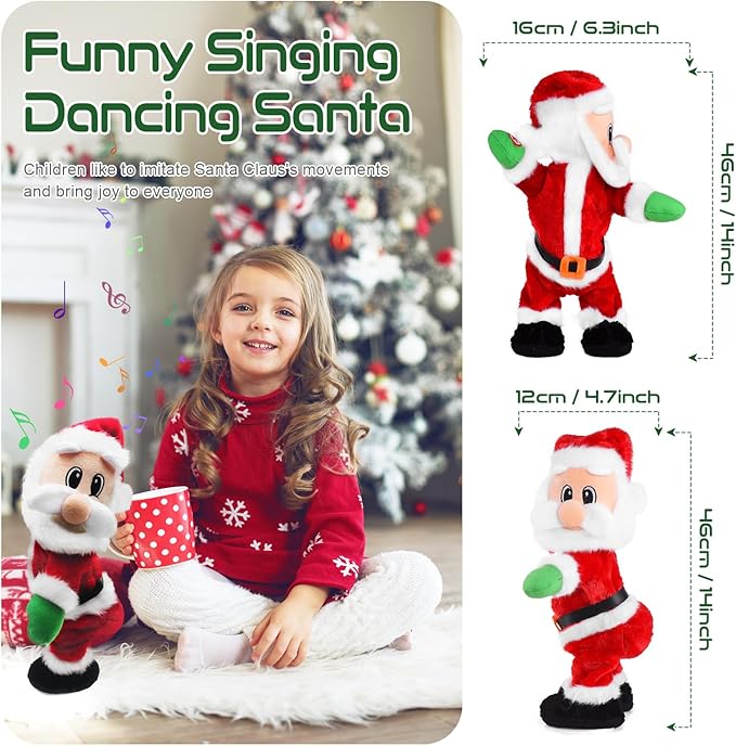 Lovinghug Twerking Santa Claus,Booty Shaking Santa Dancing Santa Claus with Music Singing Animated Christmas Santa Toys for Kids- English Song
