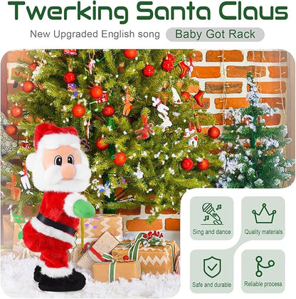 Lovinghug Twerking Santa Claus,Booty Shaking Santa Dancing Santa Claus with Music Singing Animated Christmas Santa Toys for Kids- English Song