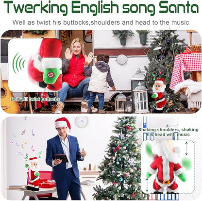 Lovinghug Twerking Santa Claus,Booty Shaking Santa Dancing Santa Claus with Music Singing Animated Christmas Santa Toys for Kids- English Song